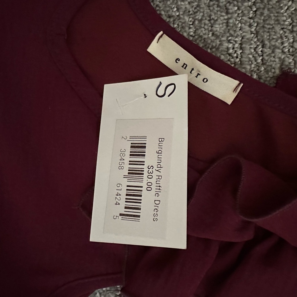 Entro Burgundy Ruffle Mini Dress - Picture 4 of 7